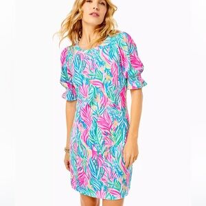 NWOT Lilly Pulitzer Adley Short-Sleeve Mini Dress Women Medium Sea Turtle Soiree